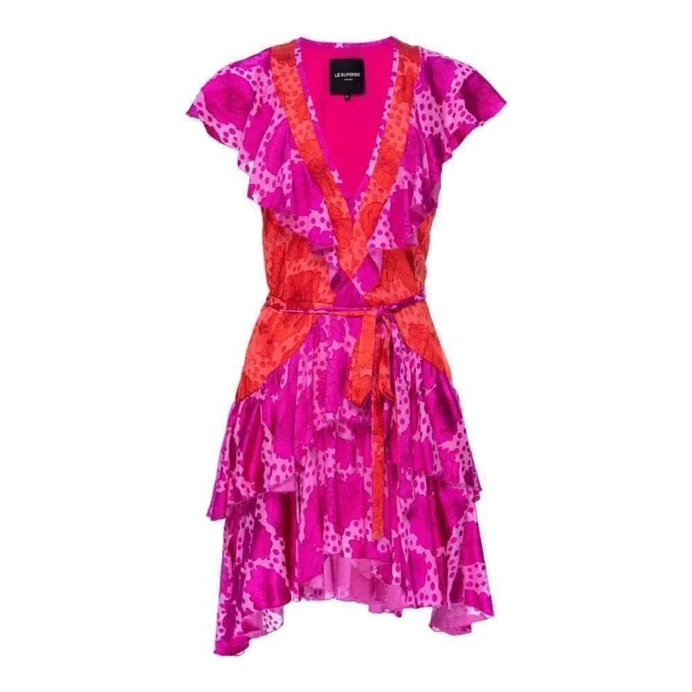 Le Superbe Aurora Flora Lil Flirt Mini Dress Sz 6 | Pink & Orange | NWT Designer